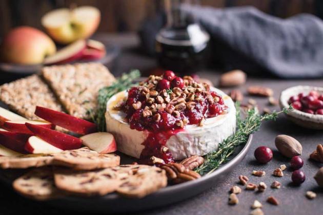 Baked brie with pecans and cranberry orange chutney