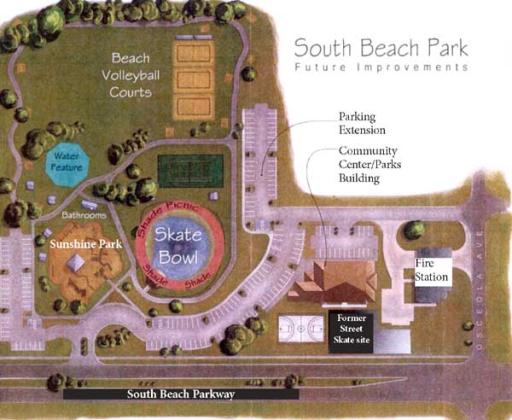 This rendering shows the proposed layout for Sunshine Park and the new skate bowl. (graphic from city files)