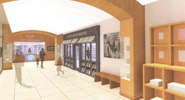 The proposed update to the entrance and lobby area of the Ponte Vedra Beach Branch Library.