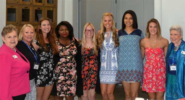 Shown are (from left) Pat Zazzarino, past state and local JBWC president; Millicent Cobb, co-chair, Educational Committee, JBWC; Mary Noonan, last year’s HOBY scholarship winner; Nadia Searl, FHS scholarship winner; Alexandra Heap, FHS scholarship winner; Kendall Owen, FHS scholarship winner; Pilar Walker, FHS scholarship winner; Lainey Hayden, present HOBY scholarship winner; and Rose Marie Legant, Educational Committee chairman, JBWC. (photo submitted)