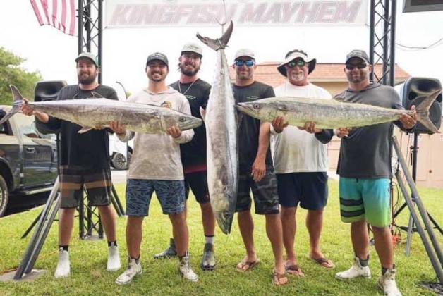 Captain Phil Kelly and the crew of the Time Served with the winning fish from last week's Meat Mayhem. (photo submitted)