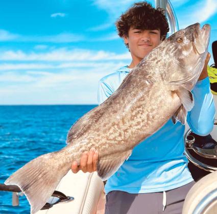 Milan Pulido with a nice gag grouper he caught on a slow pitch jig out of Mayport Oct. 10. (photo submitted)