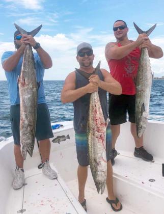 Tyler Smith of College Fund Fishing with a nice haul of 4th of July kingfish with anglers Josh Sutherland, Josh Vissman and Nick Sarcone (not pictured).