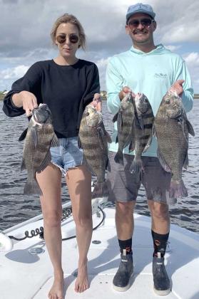 Joe and Stefani Pulido with a nice bag of Black Drum from this week. (photo submitted)