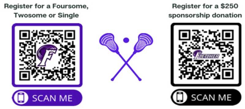 These QR codes can be scanned with your phone to register for the golf fund-raiser to benefit the Fletcher High School lacrosse teams.