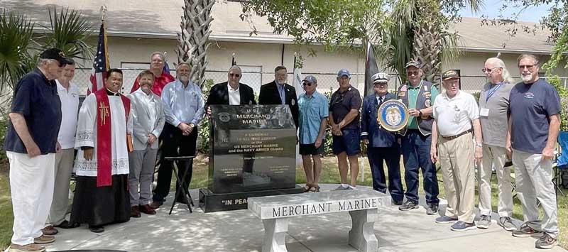 The dedication ceremony for the new Merchant Marine monument, held April 2 at the Beaches Veterans Memorial Park. (photo submitted)