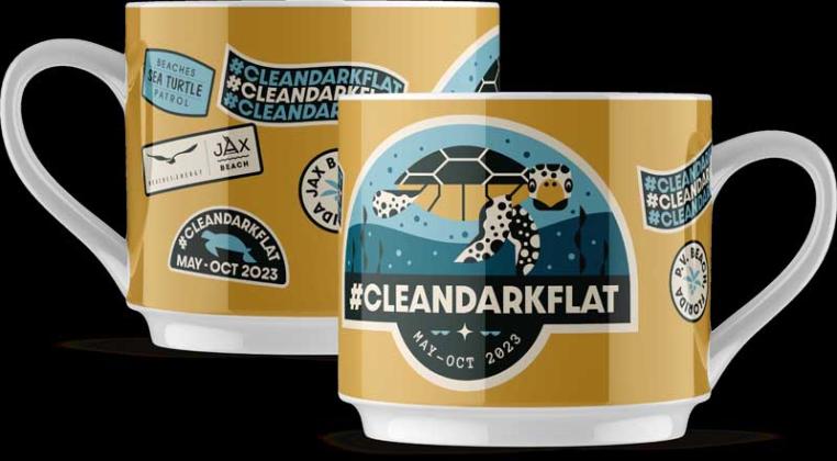 Collectible #CleanDarkFlat coffee mugs are available at several coffee shops in Jacksonville Beach, as well as Beaches Energy Services at Jacksonville Beach City Hall.