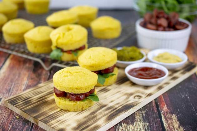 Corn Muffin Hot Dog Sliders combine a summertime favorite with a comfort food classic.