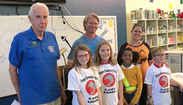 From row, from left: Meredith Stocking, president; Aubry Saylors; vice president; Mariah Brown, secretary; and Aiden Overland, treasurer. Back row, from left: Karl Price, Kiwanis; Jonathan Lynn, teacher; and Brittany Barbatelli, teacher. (photo submitted)