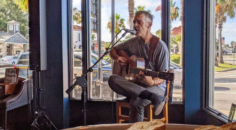 Local musician Sam Pacetti performs at A1A Ale Works. (photo courtesy of VisitStAugustine.com)