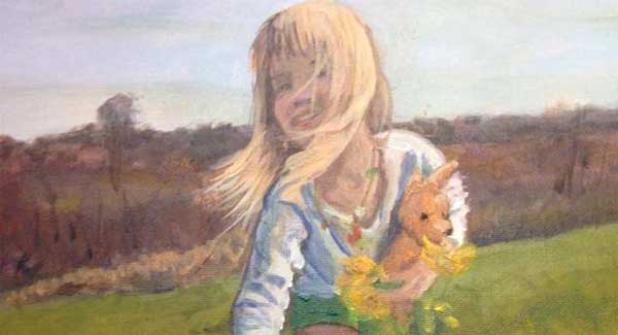 Mary Pratt’s unique acrylic art from photographs, including “Girl in field,” is on exhibit at the Adele Grage Cultural Center in Atlantic Beach. (photo submitted0