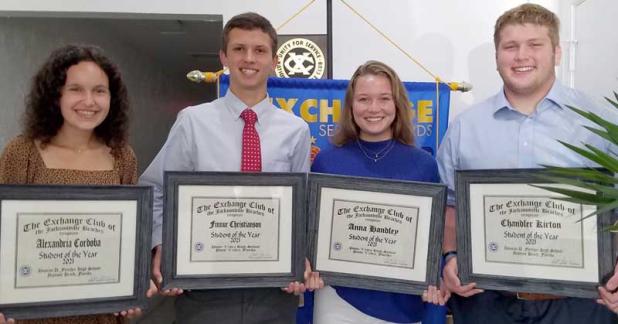 Alexandria Cordoba, Finnur Christianson, Anna Handley and Chandler Kirton are the Beaches Exchange Club's Students of the Year. (photo submitted)