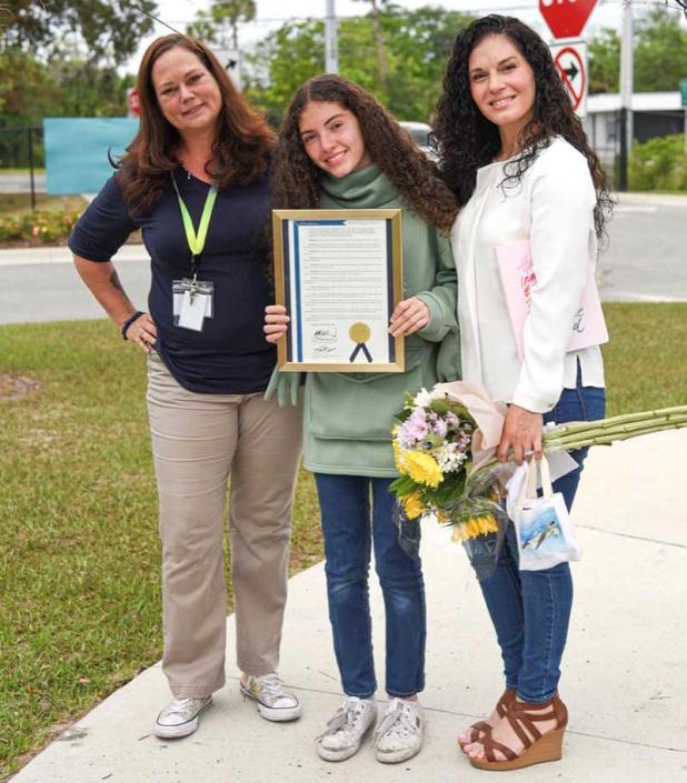 Seaside Community Charter School teacher Danielle Smith with Layla McLaren and Karla McLaren. (photo submitted)