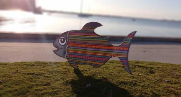 “Big Phish Sammy" at a waterfront. (photo submitted)
