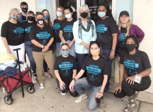 Mayor Ellen Glasser with WCJ volunteers at a gathering held to bring awareness to sexual assault. (photo submitted)
