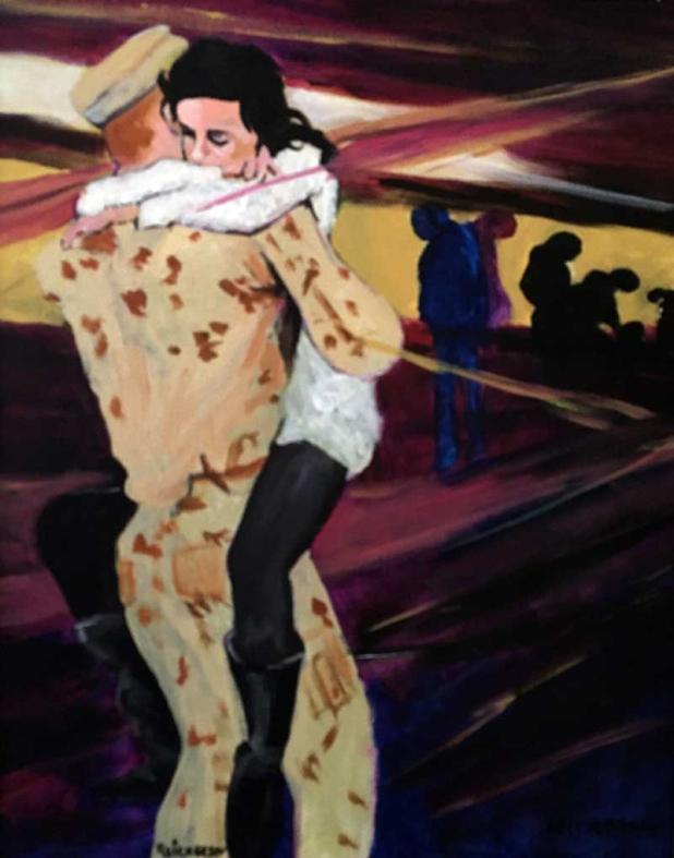 Emotion is real in this acrylic painting titled "Homecomings" by Bob Nickerson, on display at Bethel Gallery. (photo submitted)