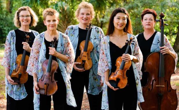 Ann Hertler, Susan Pardue, Patrice Evans, Siyu Zhang and Laurie Casseday with the Florida Chamber Music Project. (photo submitted)