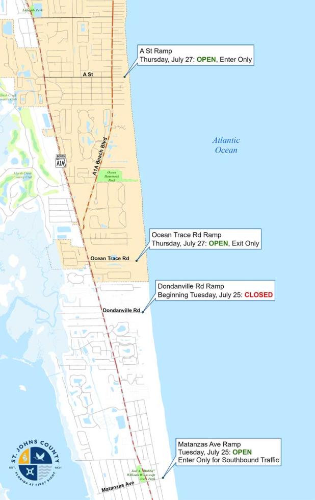 A map of the vehicle beach access ramps. (art submitted)