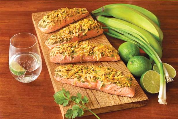 Plantain crusted salmon fillets