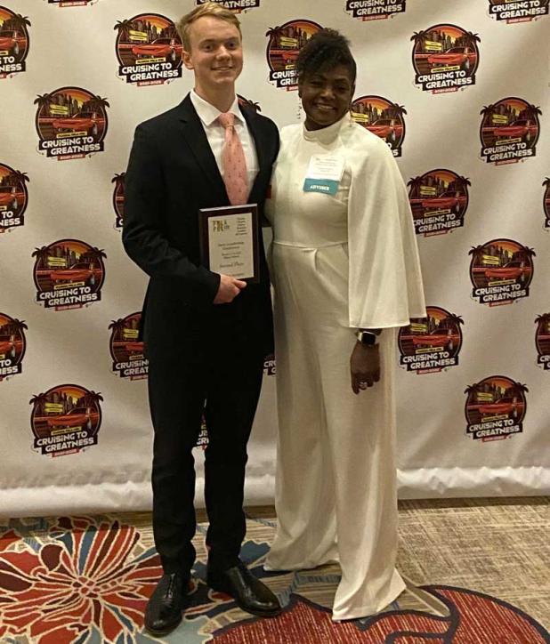 Gustavus “Gus” Owren Hankinson and Diedre McNair-Pinkney at the Future Business Leaders of America State Leadership Conference. (photo submitted)