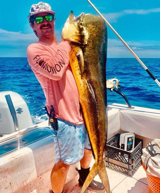 Joe Pulido with the greedy bull that ate two of the baits. (photo submitted)