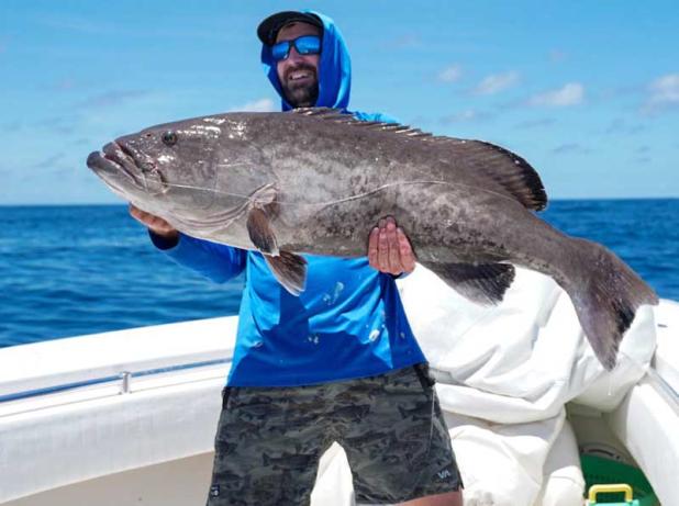 Andrew Broughton with a 42-pound gag grouper wrenched up from 150 feet off Mayport. (photo submitted)