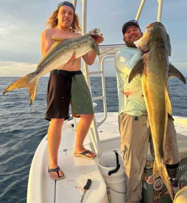 Chase got a heck of a trip for his first time offshore. He caught his red snapper, but I think it will be the school of eight cobia that swam right up to the boat he remembers most. We had an insane double hook-up on a couple of the bigger fish and got lucky to boat both of them. (photo submitted)