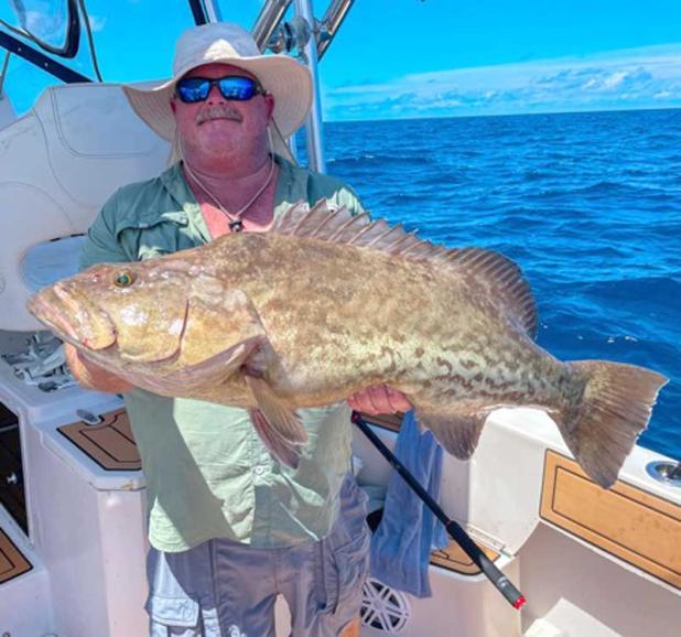 Brook got the bite he was looking for and landed this nice Gag Grouper on a charter Saturday with Reel Dream Fishing out of St. Augustine. (photo submitted)