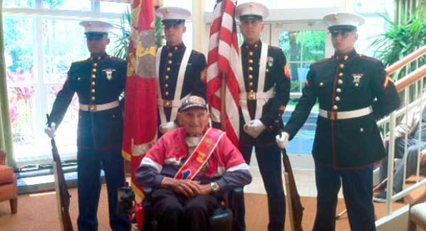 Frank Konopasek and local Marines. (photo submitted)
