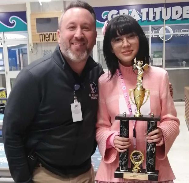 Fletcher Middle School Principal Joe Mckenzie and Izabella Glenn. (photo submitted)