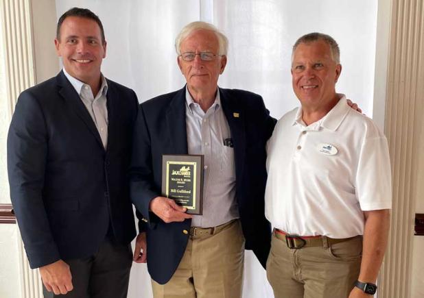 Bill Gulliford (center) is joined by T.J. Ward, North Florida director of advocacy, Project Opioid at JAX Chamber, and Tom Patton, president of JAX Chamber's Beaches Division board of directors. (photo submitted)