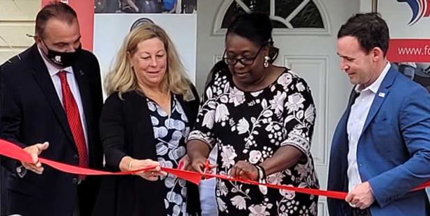 (From left) Leonard Harris, Wounded Warrior Project; Patricia Wolfe, board president; Dee Quaranta, president and CEO of Northeast Florida Women's Veterans; and Jacksonville City Councilor Rory Diamond celebrate during the ribbon-cutting ceremony for HerSPACE. (photo submitted)