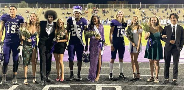 Shown are, from left, Lajae Jones, Alexandra Hennessey, Haftu Pace, Skye Lemoine, Aaron Hester (homecoming king), Keyniah Riddick (homecoming queen), Perry Grose, Rori Smith, Holly Lofton and Marcus Metcalf.