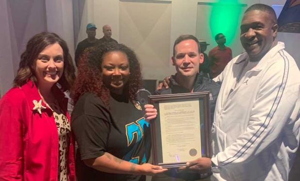 Jacksonville Beach Mayor Chris Hoffman, Tonya Joyce, Jacksonville Councilman Rory Diamond and Rod Joyce. (photo submitted)