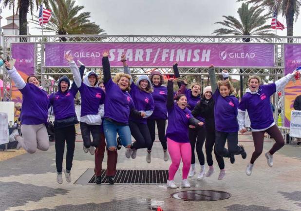 Attendees of the 2022 DONNA Marathon weekend celebrate at the finish line. (photo submitted)
