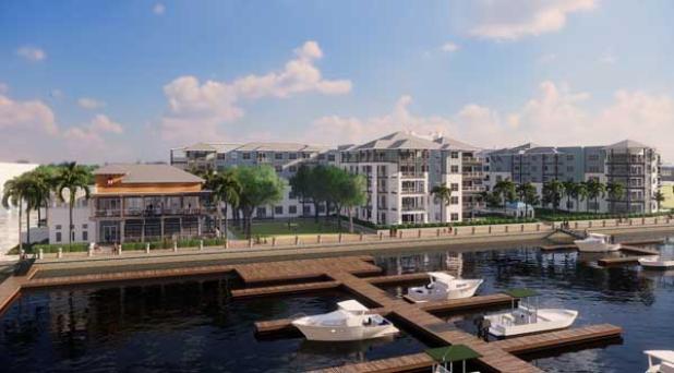 Architect's rendering shows the proposed mixed-use Harbor Lights development.