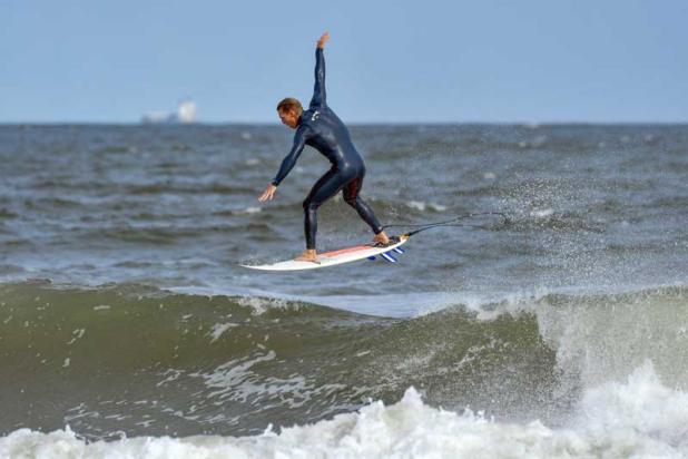 Local surfer Cody Thompson wins his third Red Bull Night Riders competition. (photo submitted by Surf Country)