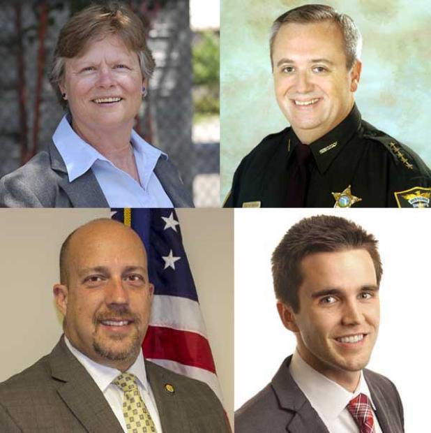 (First row, from left) Debra Maynard and David B. Shoar. (Second row, from left) George Lareau and Hunter Conrad.