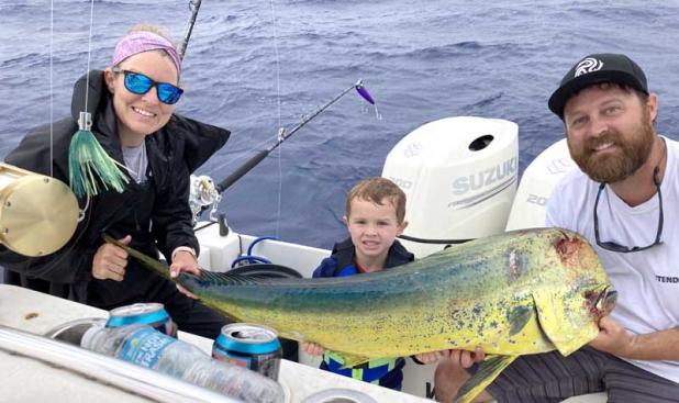 4-year-old Ryan enjoyed a trip to the other side with dad Frank Vining, and ended up with a nice mahi mahi. (photo submitted)
