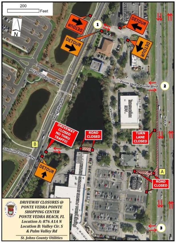 Ponte Vedra Pointe shopping center access points affected. (photo submitted)