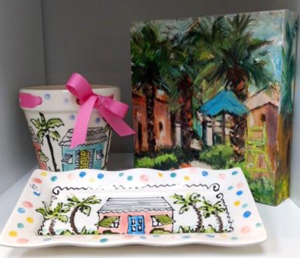Works by Caroline Forbis and Marlene Scheer (photo submitted)