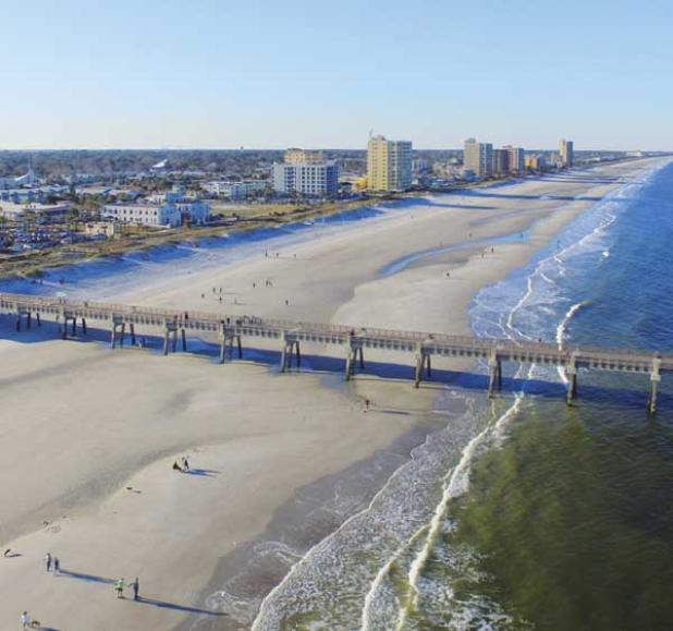 A drone captured this image of Jacksonville Beach's oceanfront recently. (photo by Kyzandrha Lahey)