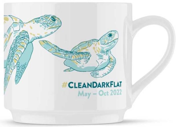 The 2022 #CleanDarkFlat collectible coffee mug.