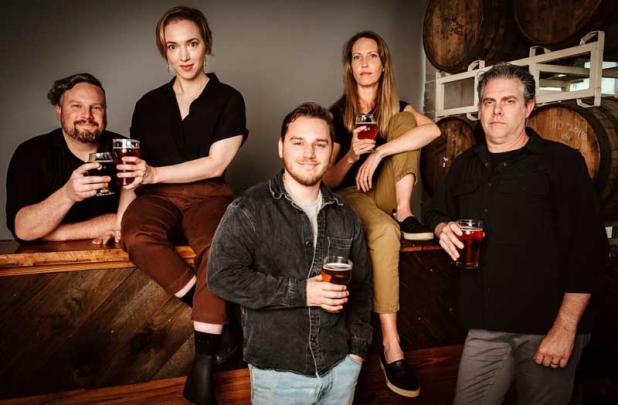 Shown are "ShakesBeer" cast members, from left, Mike Niedzwiecki, Kathryn Kuhn, Josh Andrews, Kate McManus and Jeff Drushal. (photo by Josh Andrews)