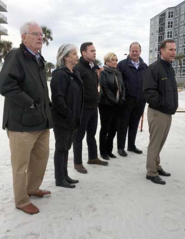 Shown are Jacksonville Councilor Bill Gulliford, Atlantic Beach Mayor Ellen Glasser, Jacksonville Councilor-Elect Rory Diamond, Neptune Beach Mayor Elaine Brown, Jacksonville Beach Mayor Charlie Latham and Jacksonville Mayor Lenny Curry. (photo by Chelsea Wiggs)