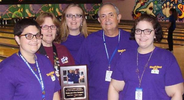Allen Solomon, pictured here in 2014 with family members at Beach Bowl, was recently named youth coach of the year by the United States Bowling Congress. (photo by Johnny Woodhouse)
