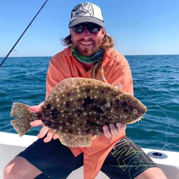 Brandon Willis with a nice gulf flounder caught off the nearshore wrecks.