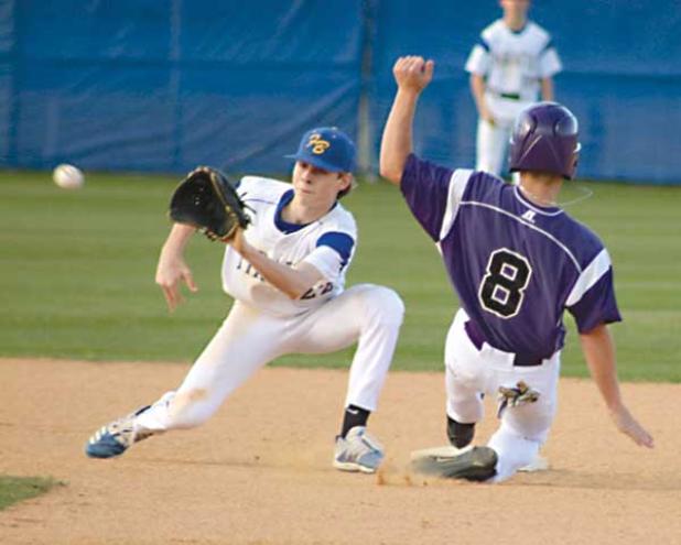Vinnie Sicilia slides info second base. (photo by Jennifer Smith)