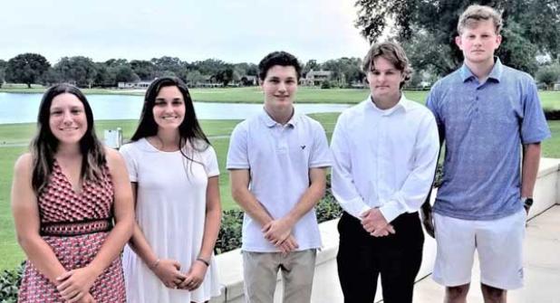 2020 JAGA Scholarship recipients include, from left, Hannah Stevens, Apryl Parker, Alex Caliel, Sam Harrell and Elliott Wright. (photo submitted)