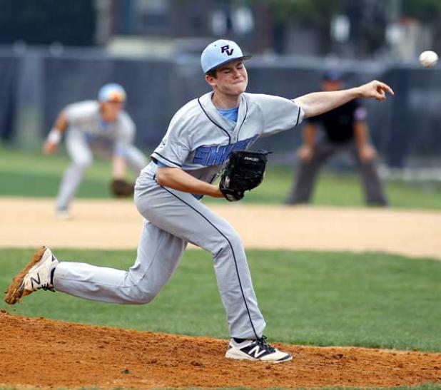 Sharks starter Kevin Faulkner delivers a first-inning pitch to the plate against Fletcher. The left-handed sophomore gave up just two hits and did not yield a run over four innings. Faulkner collected the win as PV earned a 3-1 road victory. (photo by Rob DeAngelo)